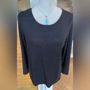 Tahari Soft Black Crew Neck Long Sleeve Top